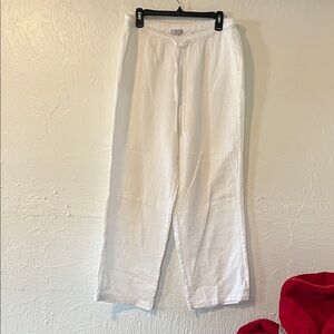 Rails White Cotton Gauze Wide-Leg Drawstring Pants